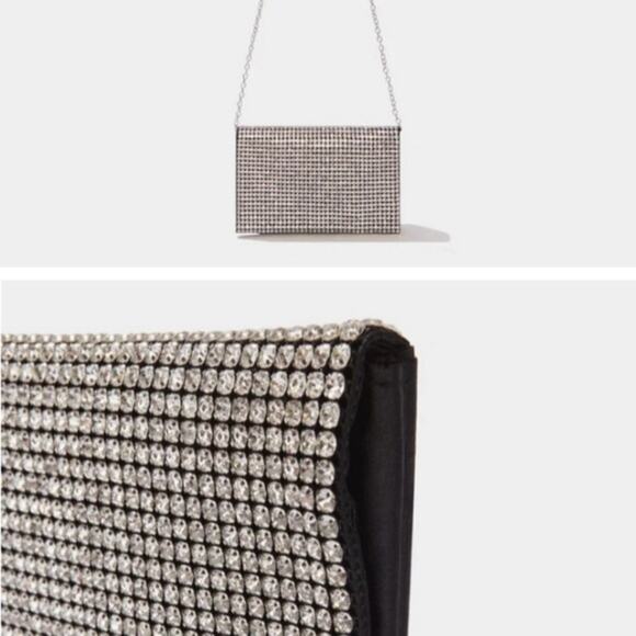 NWT Amber Sceats Rhinestone Satin Clutch/Purse/Bag - Picture 1 of 10